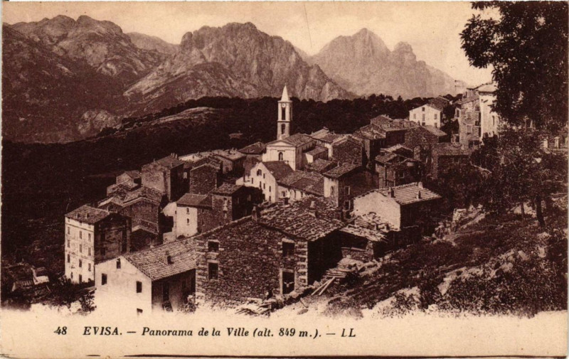 Carte postale ancienne Corse Evisa - Panorama de la Ville à Évisa