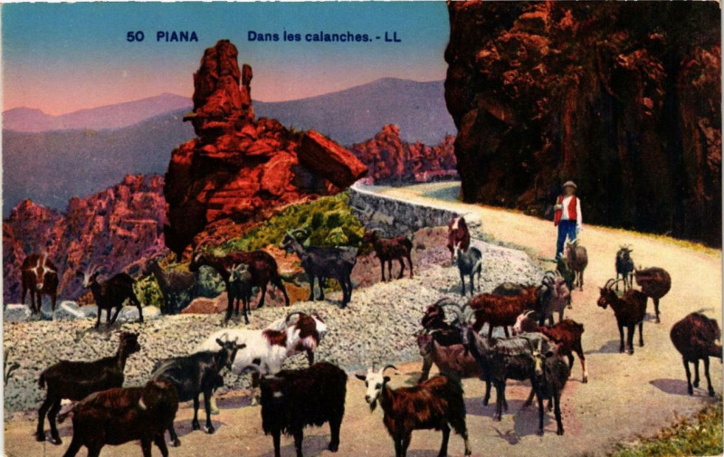 Carte postale ancienne Piana - Dans es calanches Corse à Piana