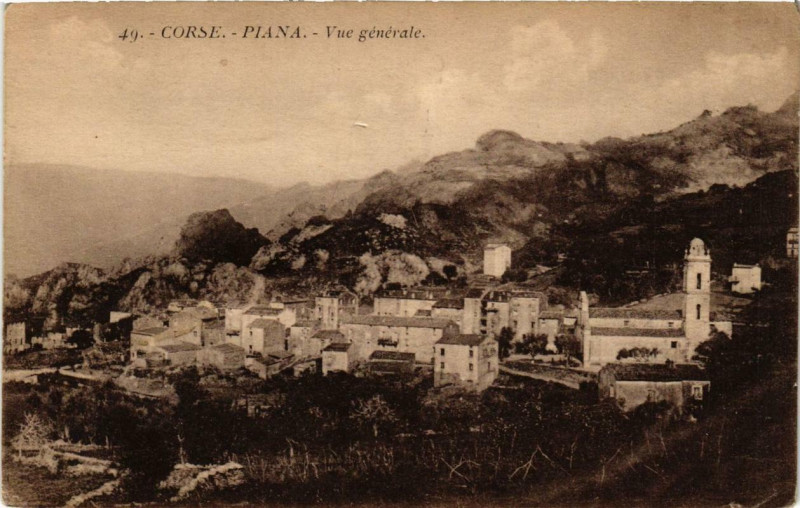 Carte postale ancienne Piana - Vue générale Corse à Piana