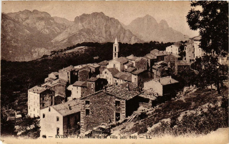 Carte postale ancienne Corse Evisa - Panorama de la Ville à Évisa