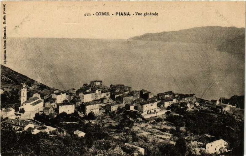Carte postale ancienne Corse Piana - Vue générale à Piana