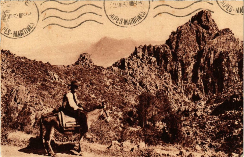 Carte postale ancienne Piana - Dans les Calanche Corse à Piana