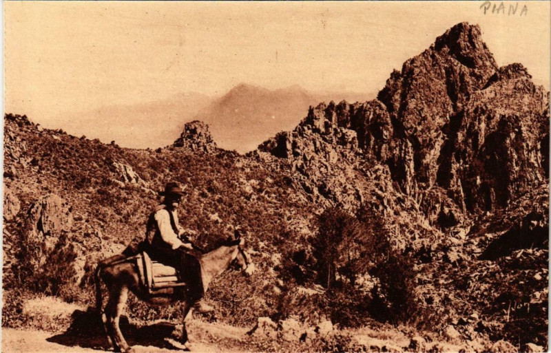 Carte postale ancienne Piana - Dans les Calanche Corse à Piana