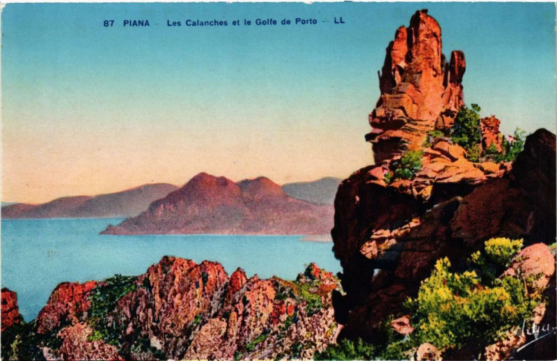 Carte postale ancienne Piana - Les Calanches et le Golfe de Porto Corse à Piana