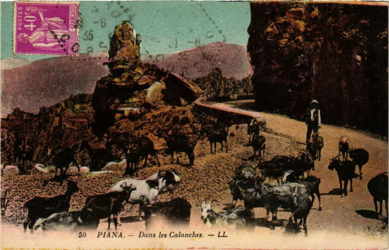 Carte postale ancienne Piana - Dans les Calanches Corse à Piana