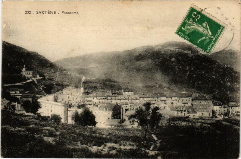 Carte postale ancienne Sartene- Panorama Corse à Sartène