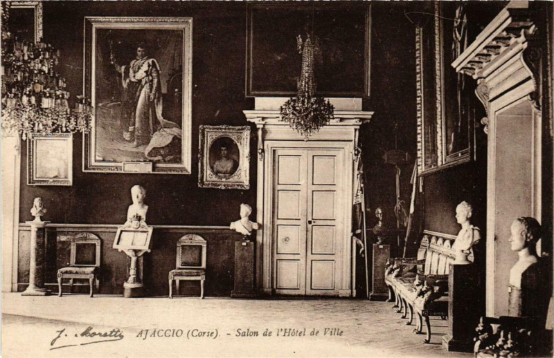 Carte postale ancienne Ajaccio - Salon de l'Hotel de Ville Corse à Ajaccio