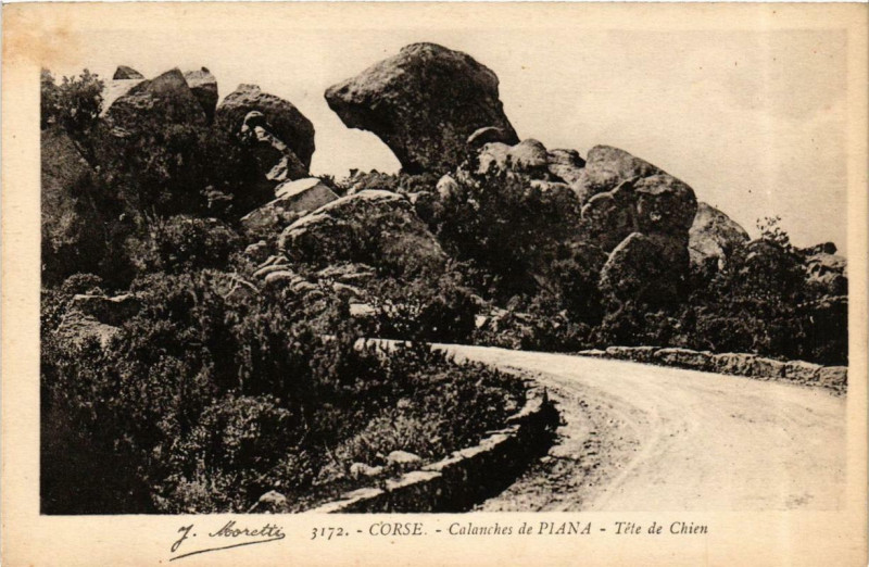 Carte postale ancienne Corse - Calanches de Piana Téte de Chien à Piana