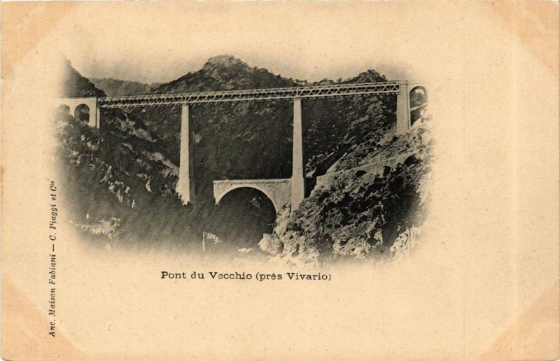 Carte postale ancienne Corse - Pont du Vecchio pres Vivario