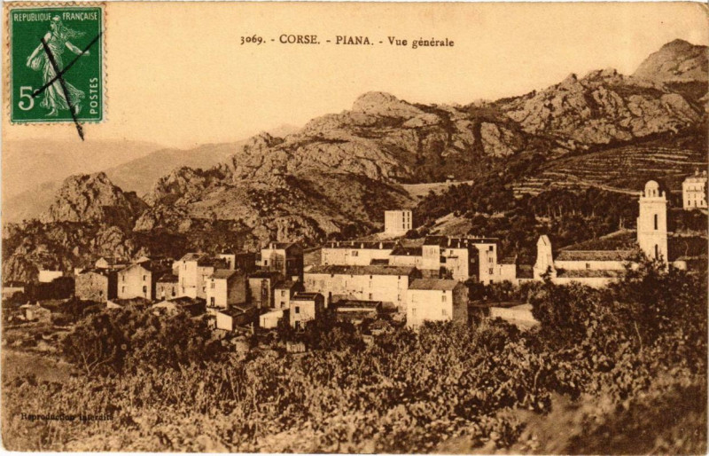 Carte postale ancienne Corse - Piana - Vue générale à Piana