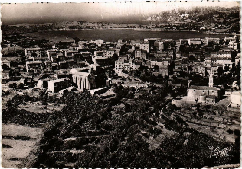 Carte postale ancienne Corse - Cargese - Vue aérienne vue générale-Coloni Grecque à Cargèse