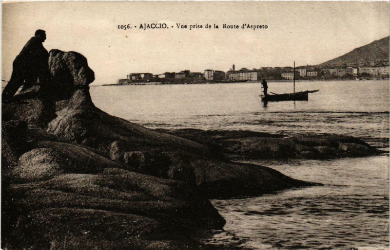 Carte postale ancienne Corse - Ajaccio - Vue prise de la Route d'Aspreto à Ajaccio