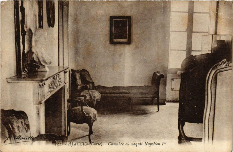 Carte postale ancienne Corse - Ajaccio - Chambre ou naquit Napoléon Ier à Ajaccio