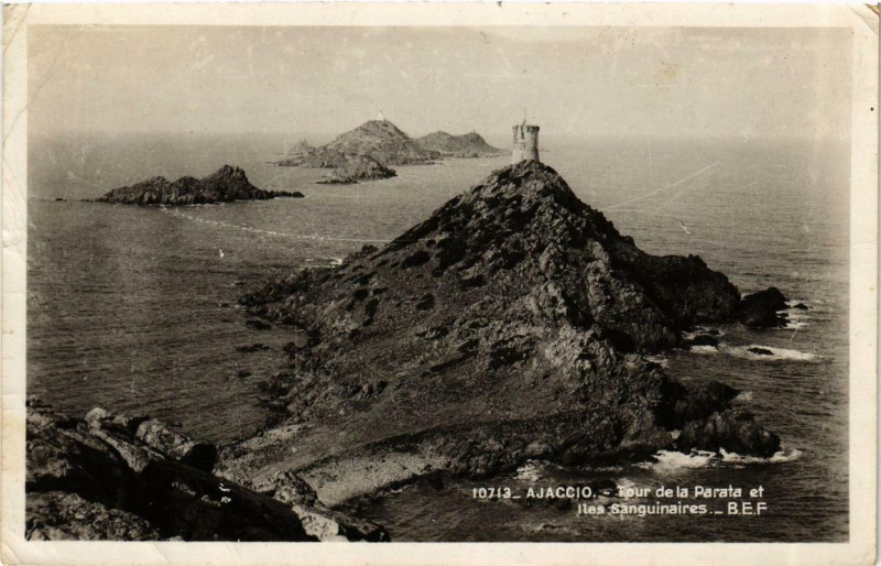 Carte postale ancienne Corse - Ajaccio - Tour de la Parata et Iles Sanguinaires à Ajaccio