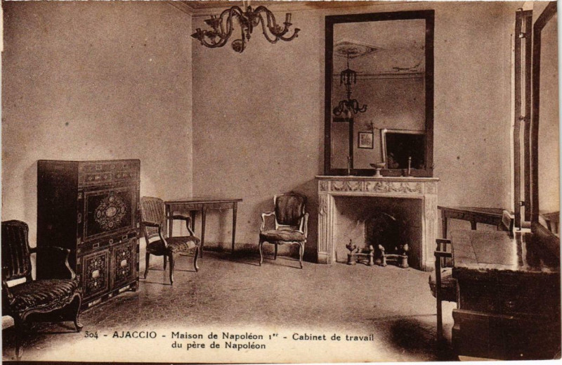 Carte postale ancienne Corse - Ajaccio - Maison Napoleon Cabinet de travail du Pere à Ajaccio