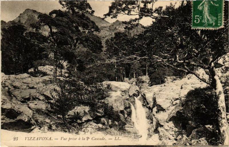 Carte postale ancienne Corse Vizzavona - Vue prise a la 2e Cascade