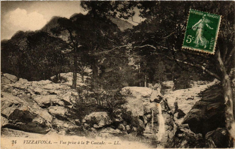 Carte postale ancienne Corse Vizzavona - Vue prise é la 2e Cascade