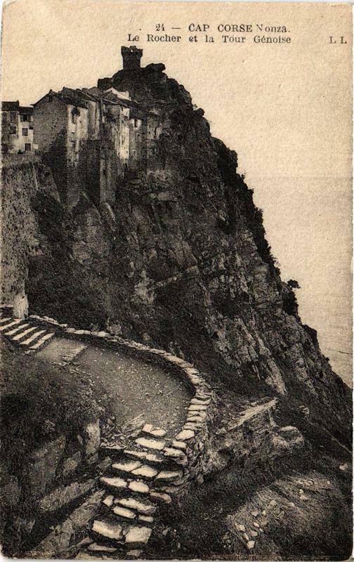 Carte postale ancienne Cap Corse - Le Rocher et La Tour Génoise à Nonza