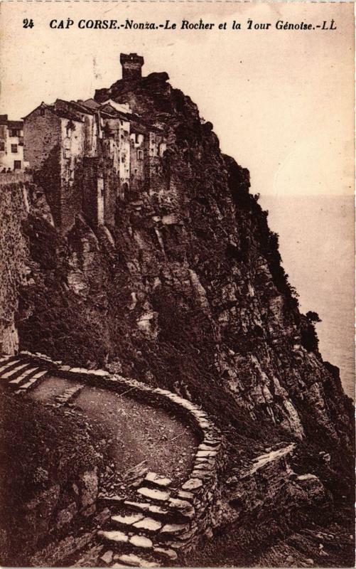Carte postale ancienne Cap Corse - Le Rocher et La Tour Génoise à Nonza