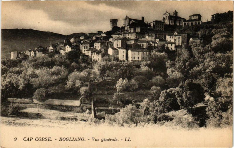 Carte postale ancienne Corse Rogliano - Vue générale à Rogliano