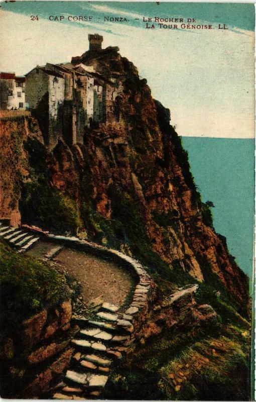 Carte postale ancienne Cap Corse - Le Rocher et La Tour Génoise à Nonza