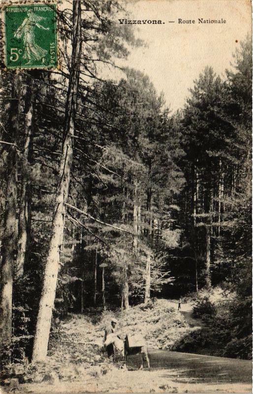 Carte postale ancienne Corse Vizzavona - Route Nationale