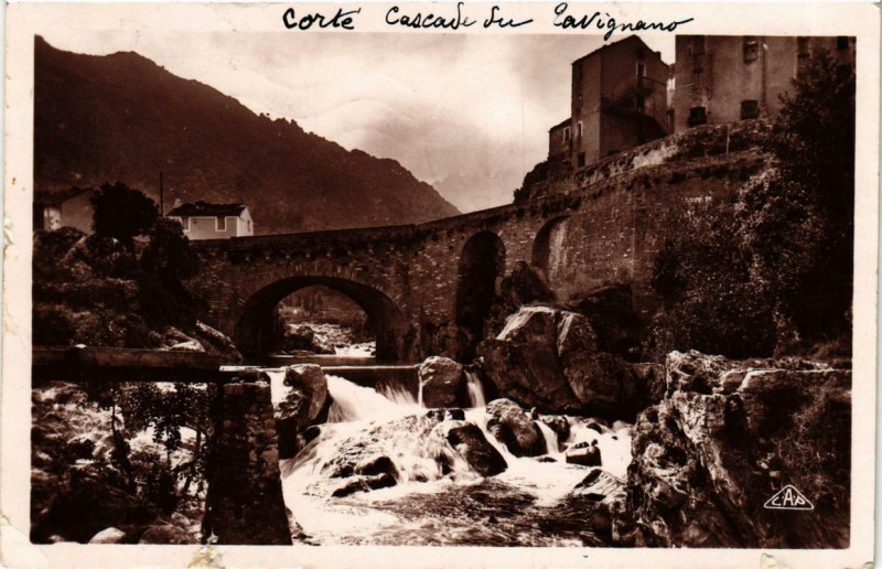 Carte postale ancienne Corse Corte - Cascade du Tavignano à Corte