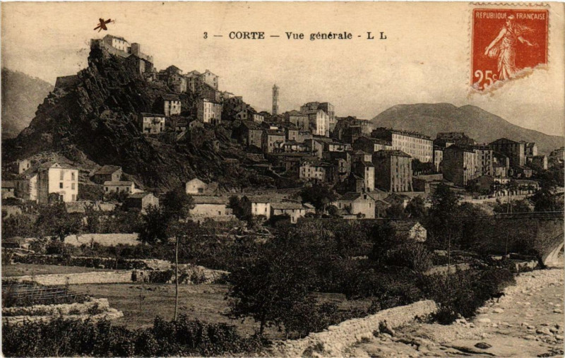 Carte postale ancienne Corse Corte - Vue générale à Corte