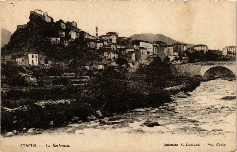 Carte postale ancienne Corse Corte - La Restonica à Corte