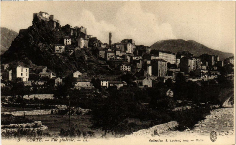 Carte postale ancienne Corse Corte - Vue générale à Corte