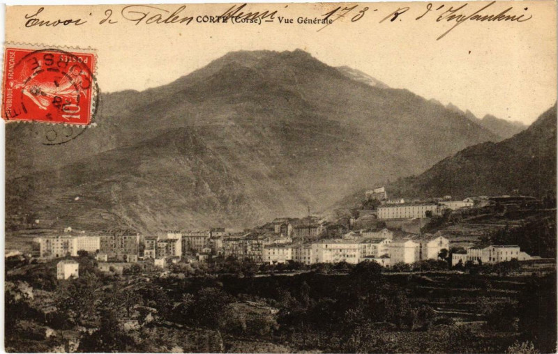 Carte postale ancienne Corse Corte - Vue générale à Corte