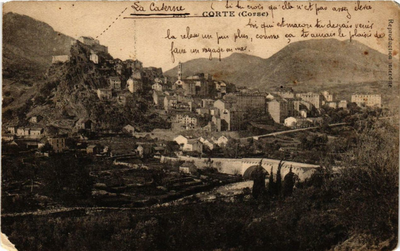 Carte postale ancienne Corse Corte à Corte