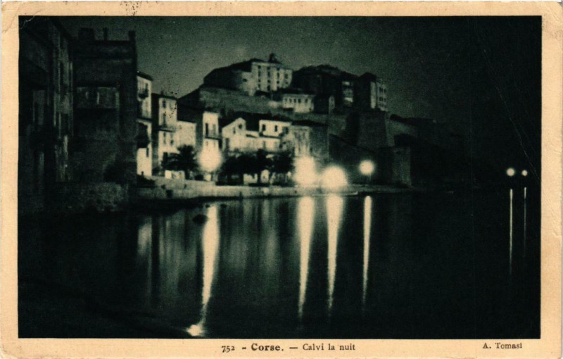 Carte postale ancienne Corse Calvi la nuit à Calvi