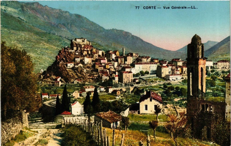 Carte postale ancienne Corse Corte - Vue générale à Corte