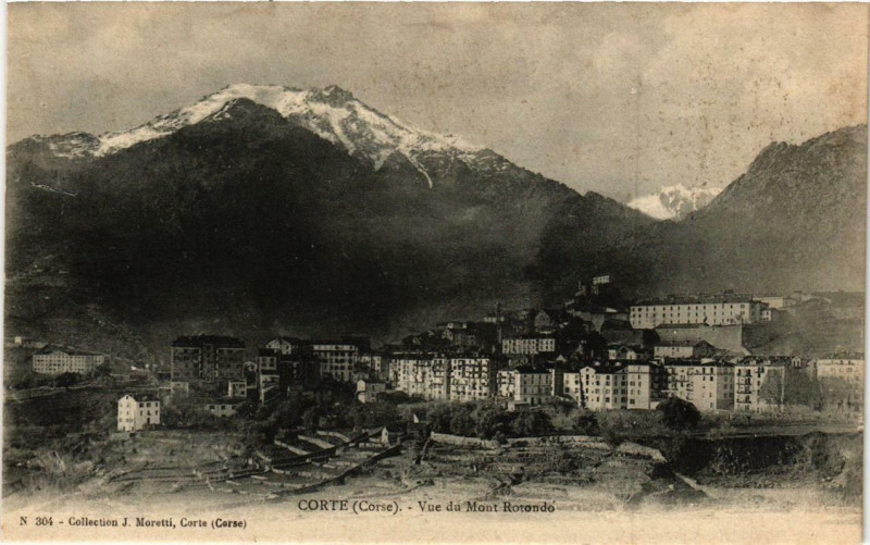 Carte postale ancienne Corse Corte - Vue du Mont Rotondo à Corte