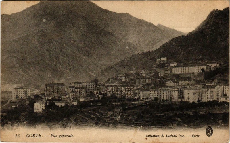Carte postale ancienne Corse Corte - Vue générale à Corte