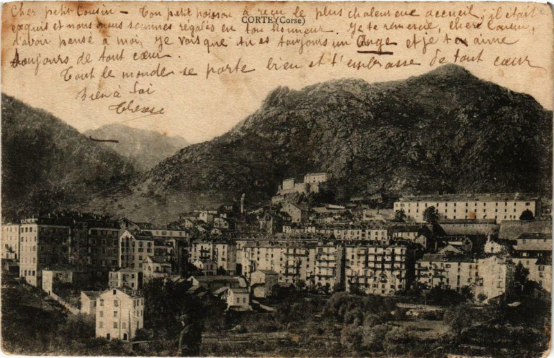 Carte postale ancienne Corse Corte à Corte