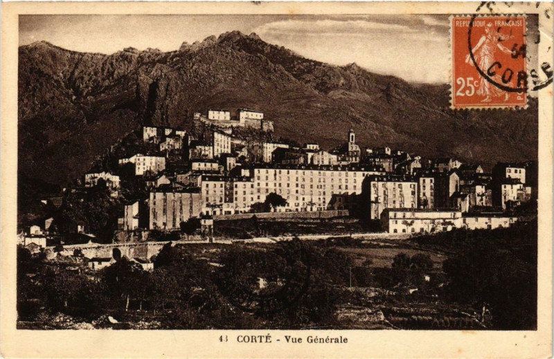 Carte postale ancienne Corse Corte - Vue générale à Corte