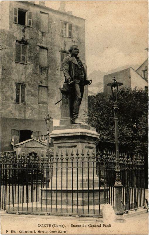 Carte postale ancienne Corse Corte - Statue du Général Paoli à Corte
