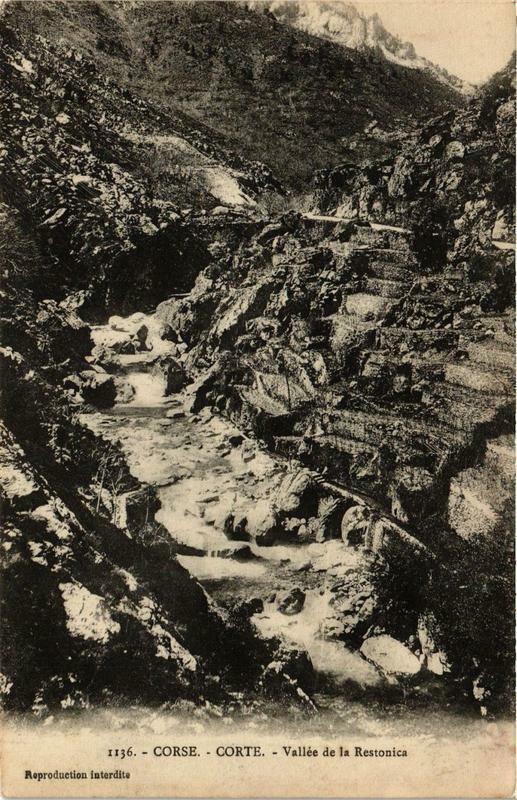 Carte postale ancienne Corse Corte - Vallée de la Restonica à Corte