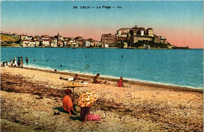 Carte postale ancienne Corse Calvi - La Plage à Calvi