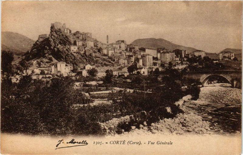 Carte postale ancienne Corse - Corte - Vue générale à Corte