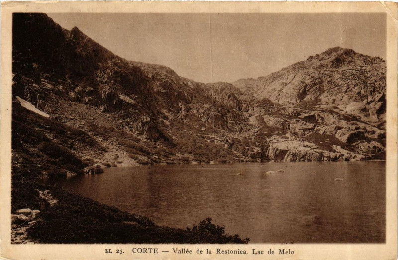 Carte postale ancienne Corse - Corte - Vallée de la Restonica. Lac de Melo à Corte