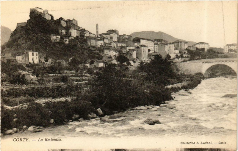 Carte postale ancienne Corse - Corte - La Restonica à Corte