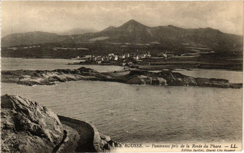 Carte postale ancienne Corse - Ile-Rousse - Panorama pris de la Route du Phare
