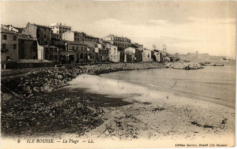 Carte postale ancienne Corse - Ile-Rousse - La Plage