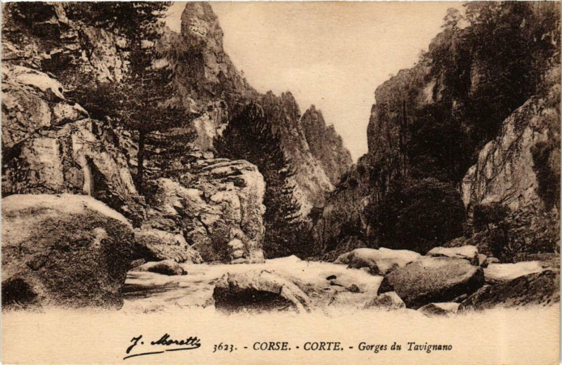 Carte postale ancienne Corse - Corte - Gorges du Tavignano à Corte