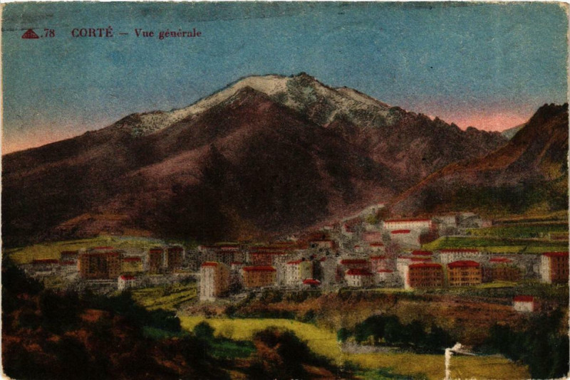 Carte postale ancienne Corse - Corte - Vue générale à Corte
