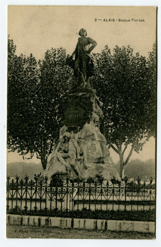 Carte postale ancienne Gard Alais statue Florian