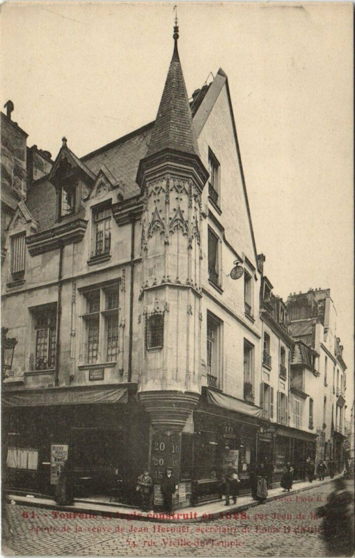 Carte postale ancienne Paris (3e) 54 rue Vieille-du-Temple. Tourelle et logis à Paris 3e